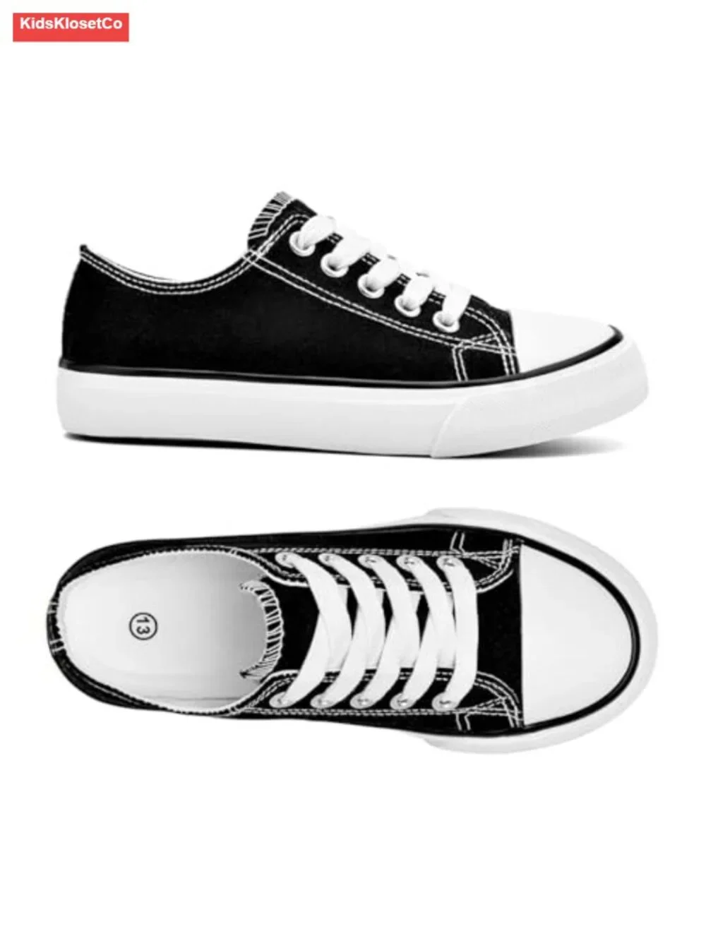 Canvas Low Top Sneakers for Toddlers, Easy Slip-On, Non-Slip Rubber Sole